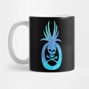 Tropical Pirate Pineapple Halloween Skull and Crossbones Aqua Mug